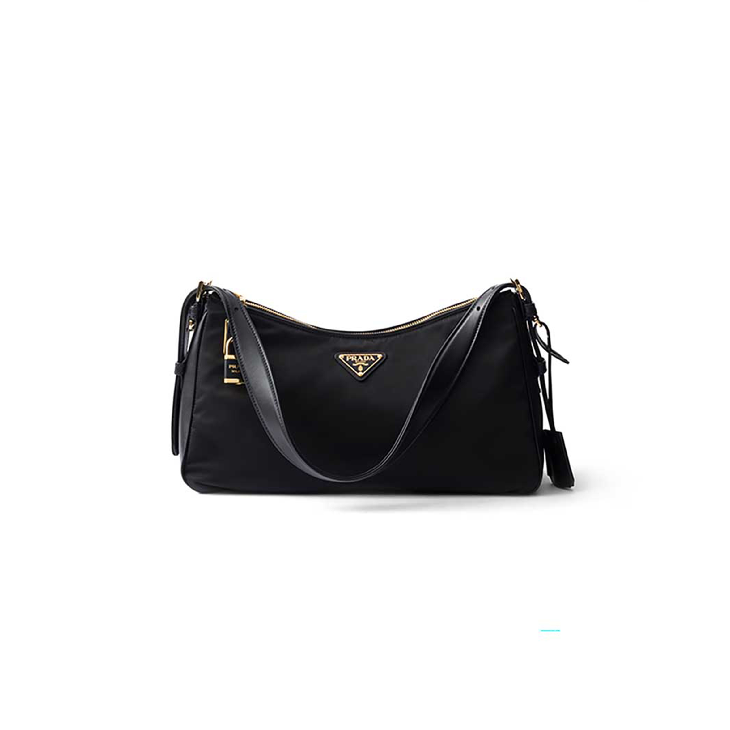 Pra*a aimÉe large re-nylon and leather shoulder bag with padlock 1bc232 (34*19.5*10cm)